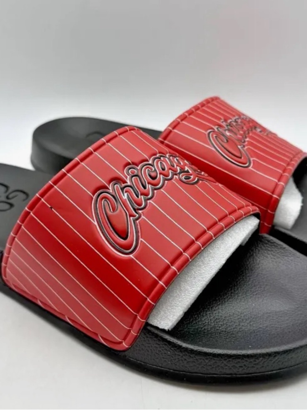 Men's Red Chicago Graphic Slide Sandals